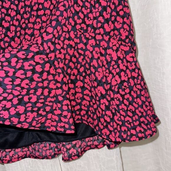 francesca’s M mi ami Godet Pink Animal Print Ruffle Inset Hem Mini Skirt - Picture 4 of 8